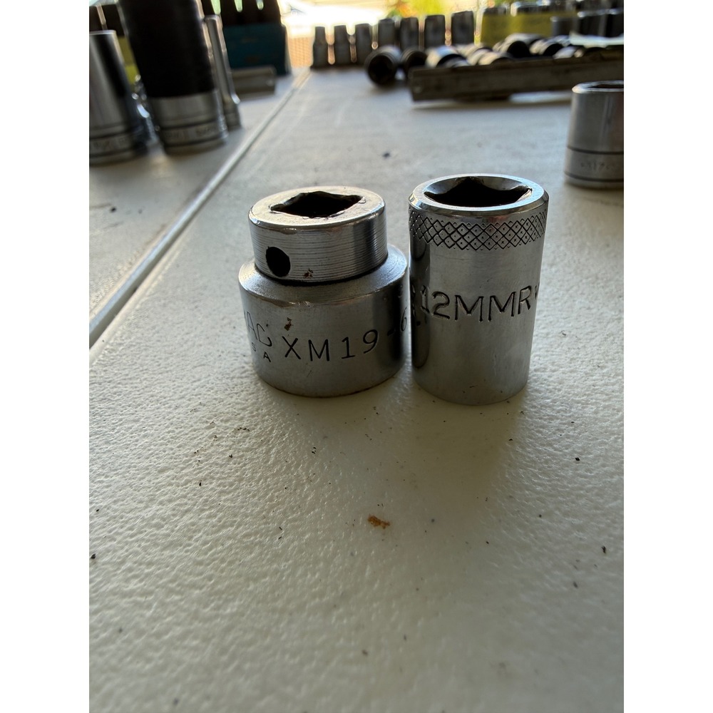 Mac Tools 12mm 12MMR and 19mm XM19-6 Metric Socket Set USA Made Chrome Tools